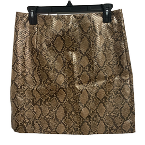 Fate Gold Brown Mini Pencil Skirt Night Out Snake Print Size Medium